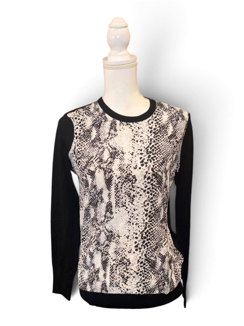 Equipment Femme Women's Roland Wool & Silk Snake-Print Sweater XS NWT